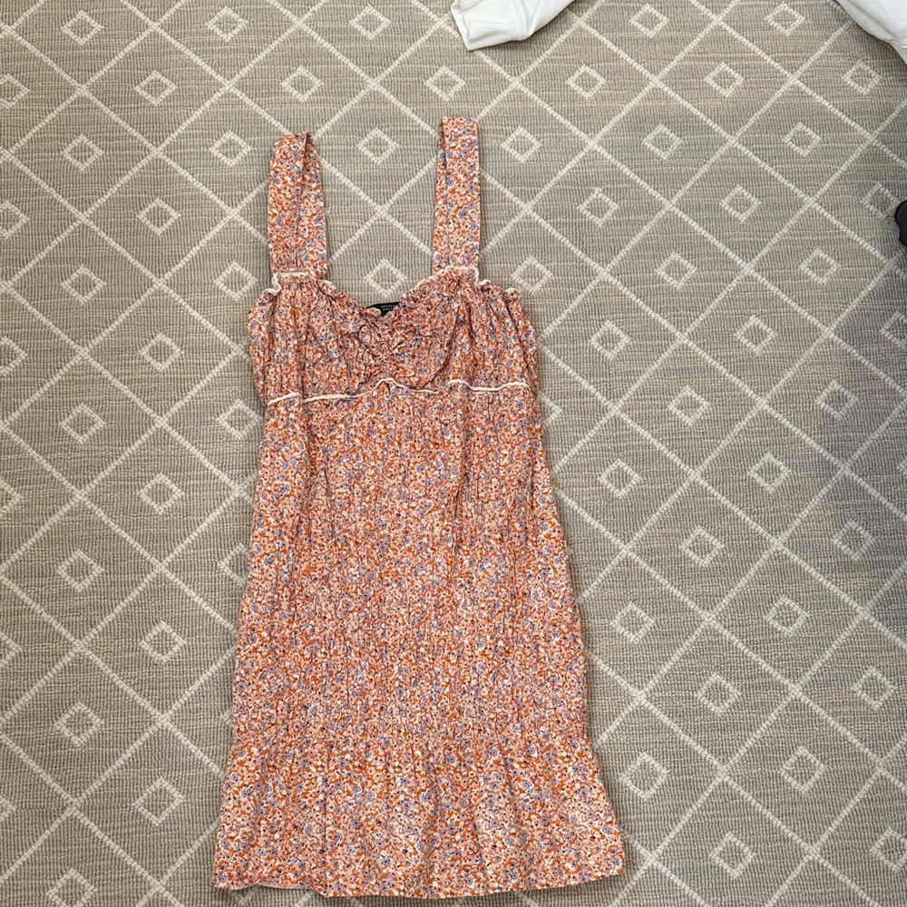 Zara Orange and Pink Floral Mini Dress